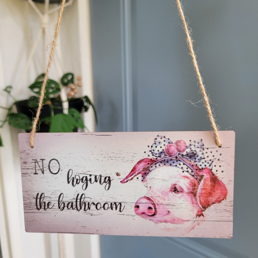 Cute Pig Bathroom Sign Pig Decor